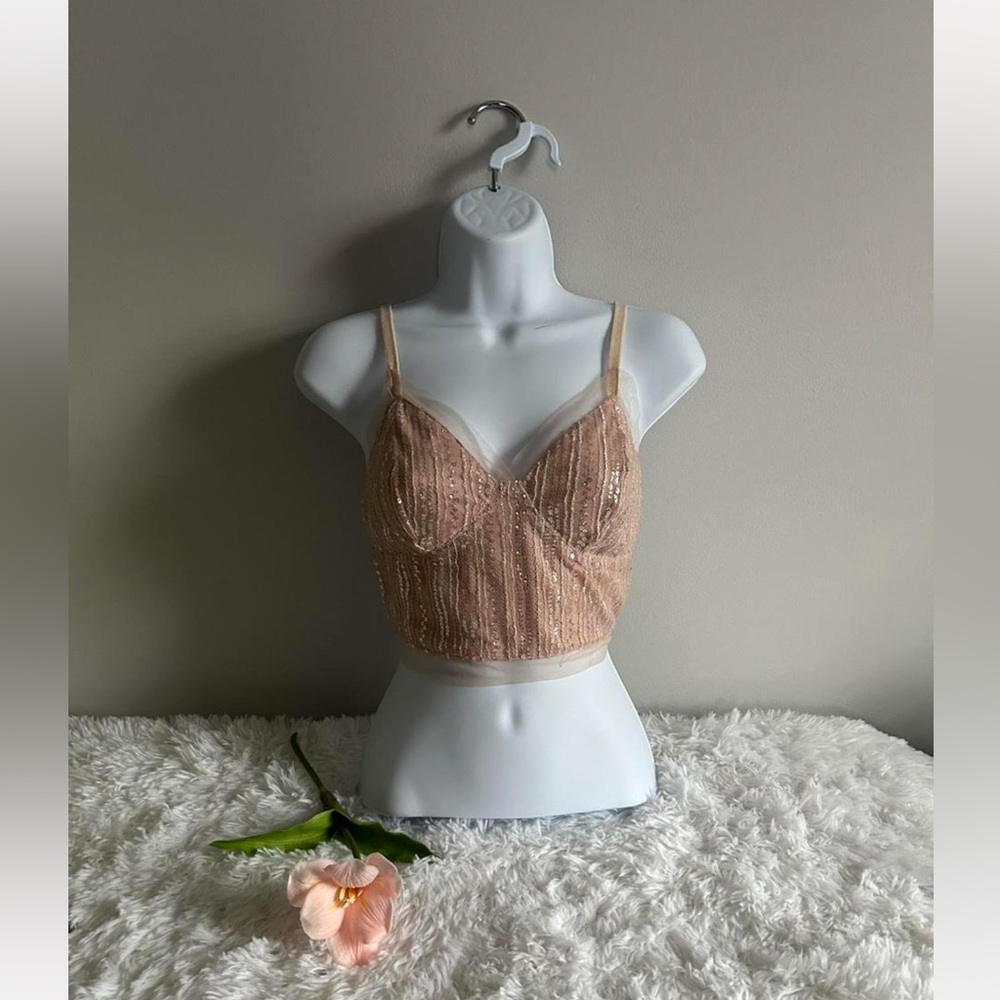 Charlotte Russe Sequin Crop Top- Size Small